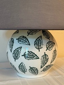 lot 36 image: Decorative Pottery Lamp with Leaf Design