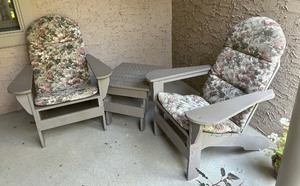 lot 1A image: Charming Adirondack Style Patio Chairs and Table