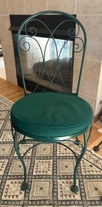 lot 78 image: Pair of Green Vintage Metal Chairs  Pair of Vintage Ice Cream Parlor Style Chairs