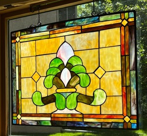 lot 1 image: Stunning Stained Glass Panel