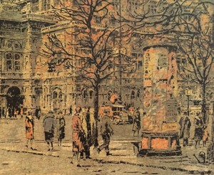 lot 106 image: Vienna Opera House Print on Board by Hans Figura
