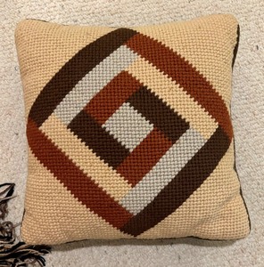 lot 145 image: Neat Needlepoint Pillow and Throw Blanket