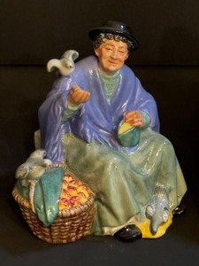 lot 49 image: Vintage Royal Doulton Figurine A Stitch in Time & Vintage Royal Doulton Figurine Tuppeance A Bag