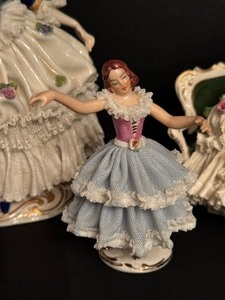 lot 38 image: Assorted Vintage Dresden Figurines