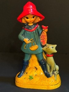 lot 23 image: Vintage Mid Century Earl Bernard Neon Fisher Girl and Cat Bank