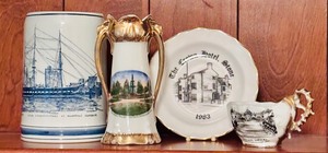 lot 83 image: Collectable Porcelain Stein, Tea Cups, Plate and More by Royal Stafford and Delftshe Huys