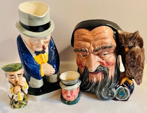 lot 88 image: Vintage Royal Daulton (Merlin) and Copeland Spode from England Including Two Large and Two Smaller Items