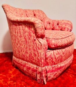 lot 94 image: Vintage Swivel Upholstered Rocking Armchair with Tufted Back