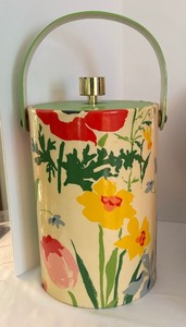 lot 160 image: Vintage Floral Ice Bucket, Enamel Plates, Watermelon Bowl, Pitchers, Mugs and More