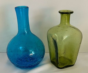 lot 161 image: Variety of Colorful Glass Bottles and Vases