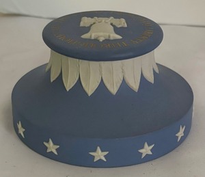 lot 167 image: Vintage Wedgwood Petite Plate, Liberty Bell Paperweight & Footed Tumbler