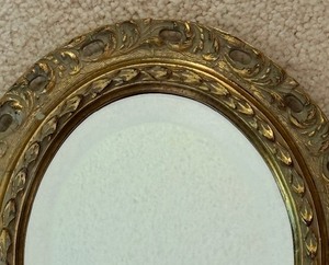 lot 217 image: Gold Colored Framed Vintage Oval Mirror