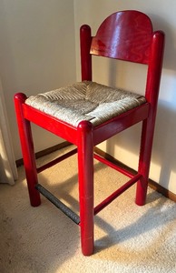 lot 228 image: Radiant Red Caned Seat Barstool