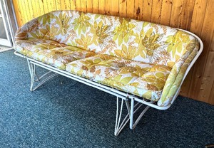 lot 1B image: Vintage Metal Floral Patio Glider Bench