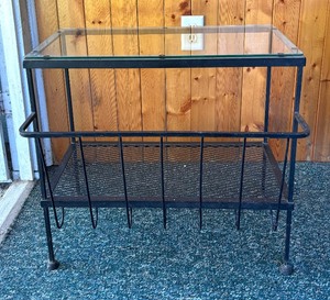 lot 239 image: Rectangular Glass Top Table with Literature Rack