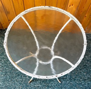 lot 243 image: Vintage White Glass Top Table