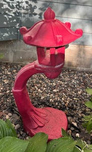 lot 1 image: Red Cantilevered Cement Lantern