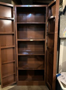 lot 340 image: Vintage Brown Metal Storage Cabinet
