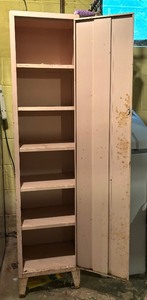 lot 348 image: Tall Pale Pink Vintage Metal Cabinet