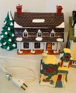 lot 351 image: Variety of Lighted Holiday Houses  Buildings, Including Department 56 House HAUNTED MANSION