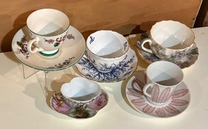 lot 451 image: Five Demitasse Teacups with Saucers