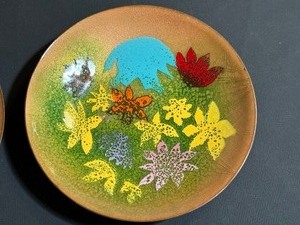 lot 203 image: Pair of Vintage Enamel Handcrafted Bovano Coasters