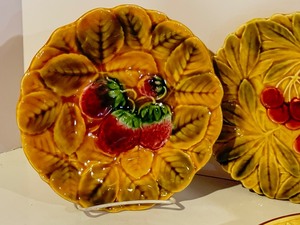 lot 469 image: Three Vintage Sarreguemines French Majolica Plates & a Vintage German Plate