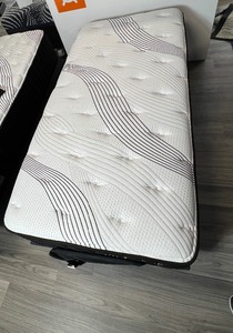 Twin Englander Snooze Paisley Mattress, Comfort Level Plush with adjustable base & white headboard piece