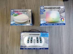 New Sealy Products Sound Projector Sleep Aid, Multi-color Speaker Diffuser, Vibrating Electric Dual-foot Massager