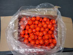 Box full of Mini Basketballs