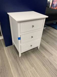 3-Drawer White Night Stand