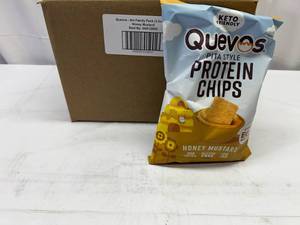 lot 60 image: 6x 3.2oz Quevos Pita Style Protein Chips-Honey Mustard
