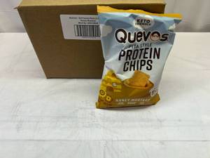 lot 61 image: 6x 3.2oz Quevos Pita Style Protein Chips-Honey Mustard
