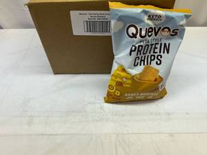 lot 63 image: 6x 3.2oz Quevos Pita Style Protein Chips-Honey Mustard