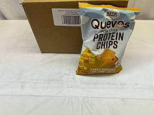 lot 68 image: 6x 3.2oz Quevos Pita Style Protein Chips-Honey Mustard