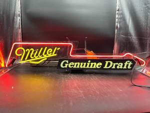 lot N015 image: Miller Genuine Draft Guitar Neon Sign