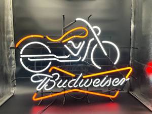 lot N080 image: Budweiser Motorcycle Neon Sign
