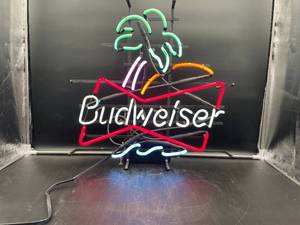 lot N170 image: Budweiser Palm Trees, Sun & Waves Neon Sign