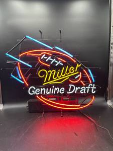 lot N227 image: 1995 Miller Genuine Draft Beer Football Neon Sign