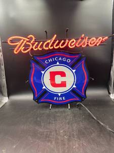 lot N356 image: Budweiser Chicago Fire Neon Sign