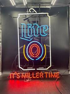 lot N426 image: Its Miller Time Lite Can Neon Sign