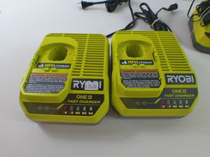 lot 75 image: Lot Of Four Ryobi Battery Chargers 2-PCG004 1-PCG002 1-P118B