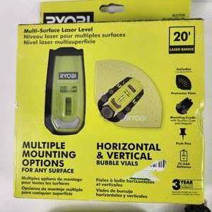 lot 89 image: Lot Of Ryobi Tools Laser Level ELL1750 Stud Detector ESF5002 Glue Gun PCL921 Re-Chargeable Screwdriver