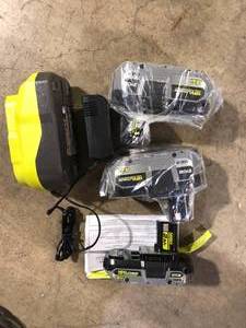RYOBIONE 18V Lithium-Ion HIGH Performance Starter Kit with 2.0 Ah Battery, (2) 4.0 Ah Batteries, and Charger PSK108SB Customer Returns See Picture