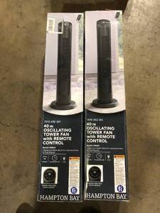 Lot of  Hampton Bay 40 in. 4 Speed Digital Oscillating Tower Fan with Remote Control in Black  Customer Returns See Picture