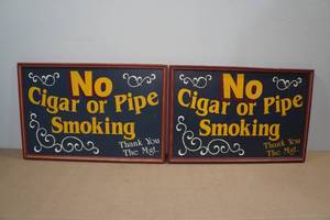 lot 173 image: 2 Wooden No Smoking Bar Signs