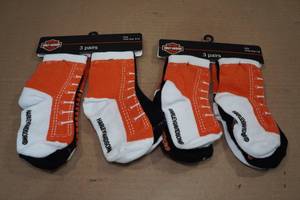 lot 238 image: 2 3-Packs of Kids Harley Davidson Socks -Shoe Sizes 910 & 78