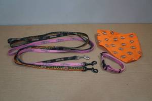 lot 243 image: 3 Harley Davidson Dog Leashes with Bandana and Collar