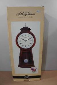 lot 256 image: Seth Thomas Large Keyhole Style Wall Clock 27x10-38x4