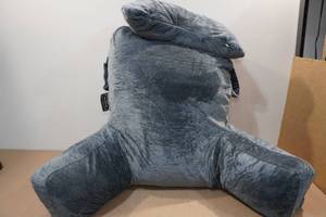 lot 51 image: Sliguy Extra Large Reading Pillow Bed Rest with Detachable Neck Roll -Gray